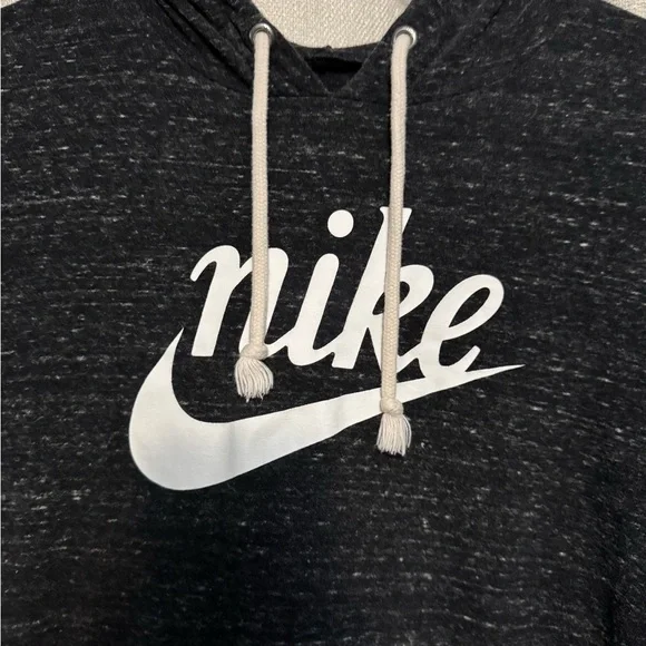 Nike Women's Charcoal Hoodie with White Logo - Picture 2 of 3